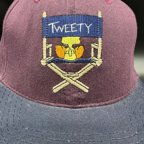 Vintage Baseball Cap 1991 Tweety Embroidered Hat Purple Navy Warner Bros USA - Picture 10 of 10